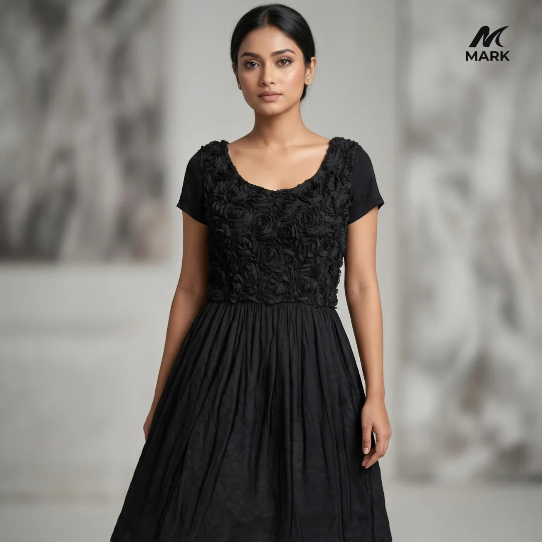 Gothic Romance: Women's Rosette Bodice Gathered Dress