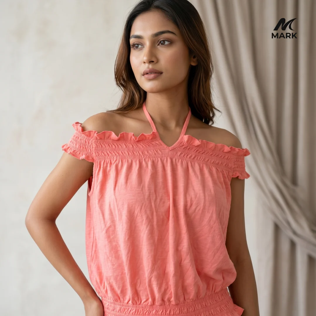 Women's Smocked Off-Shoulder Halter Top
